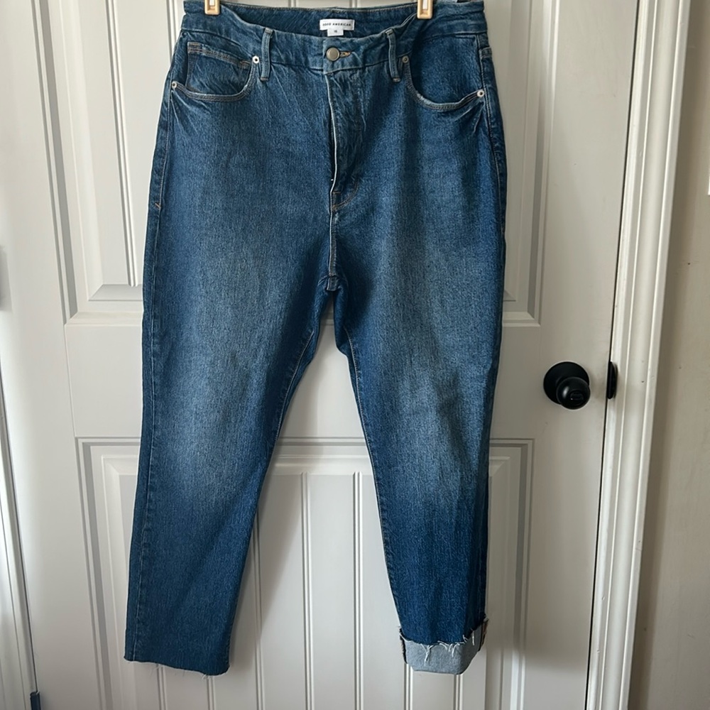Good American Style GCRH086TFT Good Crop Raw Hem Slim Blue940 Size 15